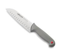 Arcos Cuchillo Santoku con Alveolos - Hoja de Acero Inoxidable NITRUM 180 mm - Mango Ergonómico Antideslizante - Ideal para Carne, Pescado y Verdura - Serie Colour Prof