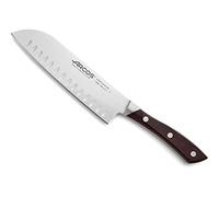 Arcos Cuchillo Santoku Forjado con Hoja Acero Inoxidable 180 mm. Cuchillo cocina profesional. Mango ergonómico polioximetileno POM y madera palisandro. Serie Natura.