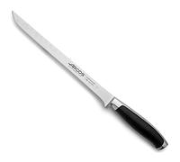 Arcos Cuchillo tallado Acero Inoxidable. Cuchillo carnicero doble afilado. Mango ergonómico polioximetileno y Hoja 250 mm. Serie Kyoto. Color negro.