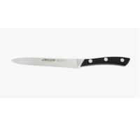 Arcos Serie Terranova, Cuchillo Tomatero, Hoja de Acero Inoxidable Forjado Nitrum 130 mm, Mango de Polioximetileno, POM color Negro
