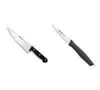 Arcos Cuchillo Universal Cocinero 200mm, Acero Inoxidable, Plateado, 200 mm + Serie Nova, Cuchillo Mondador, Hoja de Acero Inoxidable de 85 mm, Mango de Polipropileno Color Negro