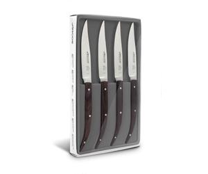 Arcos Cuchillos de Mesa Chuleteros - Juego 4 Piezas, Hoja Acero Inoxidable NITRUM 110 mm, Mango Madera Palisandro, Ideal para Carnes - Serie C