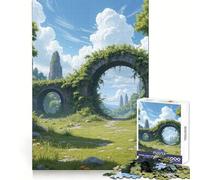 Arcos de Piedra Cubiertos de vegetación en un Paisaje Verde Rompecabezas difícil para Adultos de 1000 Piezas Juego Inteligente para el hogar Disfrute del Montaje de la Imagen Regalo Festivo (50x75cm)