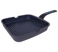 Arcos Thera Sarten Grill Antiadherente de 24x24 Cm para Inducción, Gas y Vitrocerámica. Grill de Aluminio Fundido con Mango Ergonómico Extraíble y Apta para Lavavajillas. Color Negro y Azul