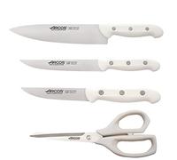 Arcos Juego Cuchillos Cocina cuchillo blanco cuchillos | cuchillos cocina Maitre | 4 piezas | Chef 215 mm, Cocina 150 mm, Verduras 100 mm Tijera cocina (Blanco)