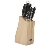 Arcos Juego Cuchillos Forjados 6 piezas Acero Inoxidable Nitrum. 4055 gr. Cuchillos Cocina Multiusos para Cortar Carne y Verduras. Mango Ergonómico Polioximetileno POM. Serie Riviera. Color Negro.