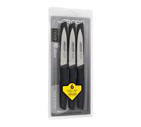 ARCOS Juego de 6 Cuchillos Mondadores con Hoja de 100mm en Acero Inoxidable y Mango de Polipropileno. Set de Cuchillos de cocina para Pelar Apto para Lavavajillas. Serie Nova. Color Negro