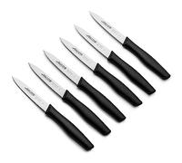 ARCOS Juego de 6 Cuchillos Mondadores con Hoja de 100mm en Acero Inoxidable y Mango de Polipropileno. Set de Cuchillos de cocina para Pelar Apto para Lavavajillas. Serie Nova. Color Negro