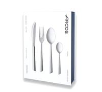 ARCOS Juego de Cubiertos de 16 Piezas para Mesa. Cubertería Completa para 4 Personas. Set de 4 Cucharas, 4 Cuchillos, 4 Tenedores y 4 Cucharas de Postre. Serie Toscana. Color Plata