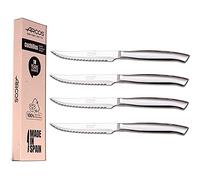 Arcos Juego de Cuchillos chuleteros - Envase Ecologico 100% - 4 Cuchillos Carne - Cubiertos Mesa Acero Inoxidable