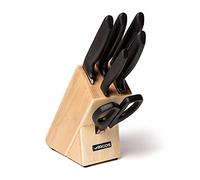 Arcos Juego de cuchillos Serie Niza – 6 piezas, acero inoxidable, 5 cuchillos chef y 1 tijera, negro