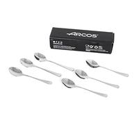 Arcos Madrid Juego 6 Cucharas de Café Acero Plata 115 mm | 6 cucharas de café en caja de regalo. Monoblock de una pieza en acero inoxidable, elegante.