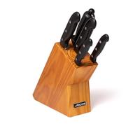 Arcos Set Cuchillos 5 piezas Acero Inoxidable Nitrum. Cuchillo Cocina Profesional Pelar Frutas y Verduras. Mango Ergonómico Polioximetileno POM. Serie Maitre. Hoja ancha, filo suave. Color Negro.