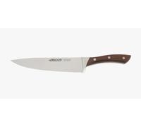 Arcos Cuchillo Chef Acero Inoxidable Nitrum y Hoja 200 mm. Cuchillo cocina profesional multipropósito. Mango ergonómico polioximetileno POM y madera palisandro. Serie Natura.