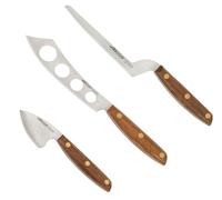 Arcos Cuchillos de Queso - Set de 3 - Acero Inoxidable NITRUM, Mango de Madera Ovengkol FSC, Corte Preciso y Duradero, Sostenible, Serie Nordika