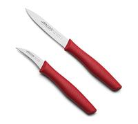 Arcos Set 2 cuchillos peladores – Serie Nova – Acero inoxidable, mango ergonómico polipropileno rojo