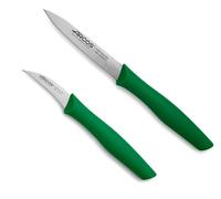 Arcos Set 2 cuchillos peladores Nova – Acero inoxidable, mango ergonómico de polipropileno, verde
