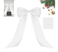 Arcos para árbol de Navidad con 20 clavos adhesivos, tela, 90 x 40 cm, punta de árbol de Navidad, lazo gigante, lazo para árbol de Navidad, chimenea, corona, puerta, decoración del hogar