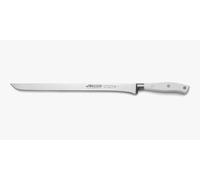 Arcos Cuchillo Trinchar/Jamonero Forjado con Hoja Acero Inoxidable y 300 mm. Mango Ergonómico Polioximetileno POM. Serie Riviera Blanc. Hoja delgada con un Borde Suave característico. Color Blanco.