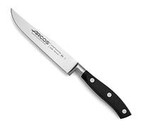 Arcos Cuchillo de Cocina Profesional - Hoja Forjada NITRUM 150 mm - Mango Ergonómico POM Negro - Serie Riviera - Corte Preciso y Duradero