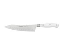 Arcos Serie Riviera Blanc - Cuchillo Rocking Santoku - Hoja de Acero Inoxidable Forjado NITRUM 180 mm - Mango de Polioximetileno (POM) Color Blanco
