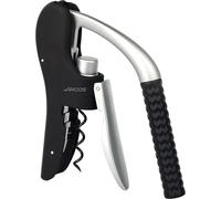 ARCOS Sacacorchos Manual de ABS, Aleación de Zinc y Elastómero. Accesorio para Abrir Vino con Cortacápsulas. Abrebotellas de Mano Moderno y Ligero. Color Plata y Negro