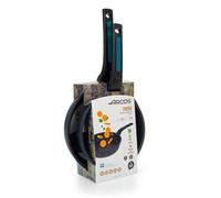 Arcos Sartenes Antiadherentes 20/24 cm - Aluminio Fundido, Asas Silicona, Ahorro Energético, Compatible con Inducción y Lavavajillas, Serie Thera, Negro/Azul