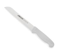 Arcos Serie 2900 - Cuchillo Panero - Hoja Serrada de Acero Inoxidable NITRUM de 200 mm - Mango inyectado en Polipropileno Color blanco
