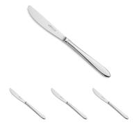 Arcos Serie Berlin - Cuchillo de Mesa - Monoblock de una Pieza en Acero Inoxidable 100 mm Microperlado - Color Plata (Paquete de 4)