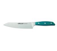 Arcos Serie Brooklyn - Cuchillo Rocking Santoku Cuchillo Asiático - Hoja de Acero Inoxidable Forjado NITRUM 190 mm - Mango de Micarta Color Azul (Filo Seda)