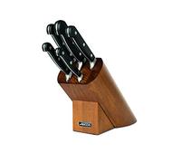 Arcos Serie Clasica - Juego de Cuchillos de 5 piezas en Caja de Regalo (5 Cuchillos) - Hoja de Acero Inoxidable Forjado NITRUM - Mando de Polioximetileno (POM) - Bloque de madera color marrón acabado lacado