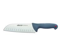 Arcos Serie Colour Prof - Caja 6 uds Cuchillo Santoku con Alveolos - Hoja de Acero Inoxidable NITRUM de 180 mm - Mango de Polipropileno recubierto de Elastómero Color gris (6 UDS)