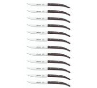 Arcos Serie Cuchillos de Mesa Caja 12 uds Cuchillo Chuletero, Hoja Filo de Acero Inoxidable NITRUM de 110 mm, Mango Madera Palisandro Color marrón (12 UDS)