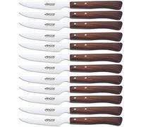 Arcos Serie Cuchillos de Mesa Caja 12 uds Cuchillo Chuletero, Hoja Filo de Acero Inoxidable NITRUM de 110 mm, Mango Madera comprimida Color marrón (12 UDS)