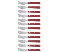 Arcos Serie Cuchillos de Mesa Caja 12 uds Tenedor, Tenedor de Acero Inoxidable 18/10 de 190 mm, Mango Polioximetileno Color rojo (12 UDS)