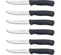 Arcos Serie Cuchillos de Mesa Chuleteros, Mango de Polipropileno, Apto para Lavavajillas, Negro, Hoja 110 mm, 6 Piezas (705500)