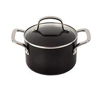 Arcos Serie Durapro - Cacerola Antiadherente - Cuerpo de Aluminio Forjado 16 cm - Capacidad 1.5 litros - Mango de Acero Inoxidable - Color Negro (Libre de PFOA)