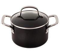 Arcos Serie Durapro - Cacerola Antiadherente - Cuerpo de Aluminio Forjado 16 cm - Capacidad 1.5 Litros - Mango de Acero Inoxidable - Color Negro (Libre de PFOA)