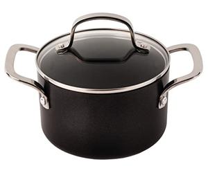 Arcos Serie Durapro - Cacerola Antiadherente - Cuerpo de Aluminio Forjado 16 cm - Capacidad 1.5 Litros - Mango de Acero Inoxidable - Color Negro (Libre de PFOA)