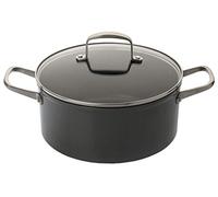 Arcos Serie Endura - Cacerola Antiadherente - Cuerpo de Aluminio Forjado 24 cm - Capacidad 5 litros - Mango de Acero Inoxidable - Color Negro (Libre de PFOA)