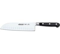 Arcos Serie Lyon - Cuchillo Santoku | Cuchillo Arcos - Hoja de Acero Inoxidable Forjado NITRUM de 180 mm - Mango de Polioximetileno (POM) - Color Negro