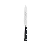 Arcos Serie Lyon - Cuchillo Tomatero | Cuchillo Arcos - Hoja de Acero Inoxidable Forjado NITRUM de 130 mm - Mango de Polioximetileno (POM) - Color Negro