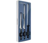Arcos Serie Manhattan - Set Jamonero de 3 piezas - Acero Inoxidable Forjado - Mango de Polioximetileno (POM) Color Negro - FUNDA JAMON DE REGALO