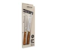 Arcos Serie Nordika - Set 2 Utensilios Barbacoa (Cuchillo Barbacoa + Tenedor Trinchante) - Acero Inoxidable NITRUM - Mango de Madera Ovengkol 100% natural FSC - Embalaje 100% reciclado