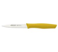 Arcos Serie Nova - Cuchillo Mondador - Hoja Serrada de Acero Inoxidable de 100 mm - Mango de Polipropileno Color amarillo
