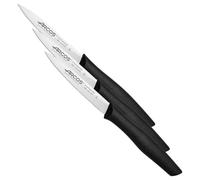 Arcos Serie Nova, Cuchillo Mondador, Hoja Serrada de Acero Inoxidable de 100 mm, Mango de Polipropileno Color Negro (Paquete de 3)
