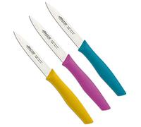 Arcos Serie Nova - Cuchillo para pelar, Acero Inoxidable NITRUM, Envase Ecológico, 3 colores Fucsia, Turquesa y Amarillo