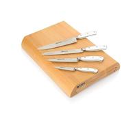 Arcos Serie Riviera Blanc - Juego de Cuchillos de 4 piezas para cajón - Hoja de Acero Inoxidable Forjado NITRUM - Mango de Polioximetileno (POM) - Cajonera de Madera Color Marrón