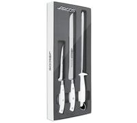 Arcos serie Riviera Blanc - Set de Deshuesador, Jamonero y Chaira, Acero Inoxidable, Blanco, 50x20x5 cm, 3 Unidades