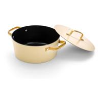 Arcos Serie Samoa Iconic | Cacerola Antiadherente Cerámico 24 cm y 4,3 L | Aluminio Forjado | Apta cualquier cocina | Mango Acero Inoxidable | Color Beige | LIBRE DE (PFOA/PTFE/PFOS)
